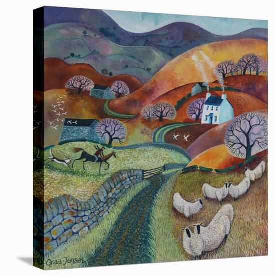 Country Ways, 2021 (acrylics on linen)-Lisa Graa Jensen-Stretched Canvas