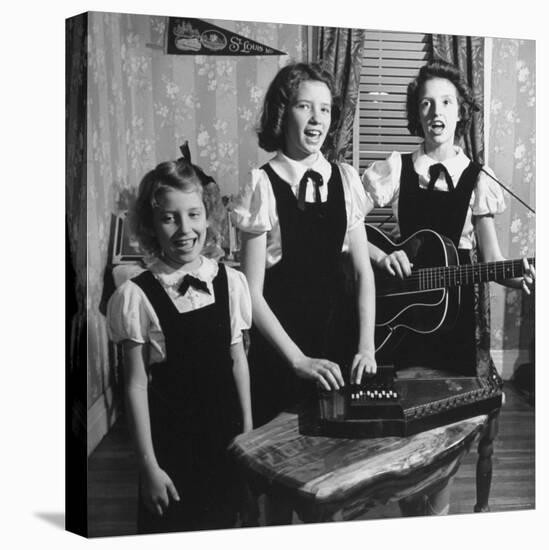 Country Western Singing Carter Sisters Anita, June and Helen, Singing, Playing Autoharp and Guitar-Eric Schaal-Stretched Canvas