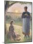 Country Women Chatting, Sunset, Eragny-Camille Pissarro-Mounted Giclee Print