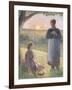 Country Women Chatting, Sunset, Eragny-Camille Pissarro-Framed Giclee Print