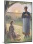 Country Women Chatting, Sunset, Eragny-Camille Pissarro-Mounted Giclee Print