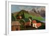 Countryside Houses with Mountains in Background-KREUS-Framed Photographic Print