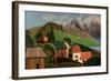 Countryside Houses with Mountains in Background-KREUS-Framed Photographic Print