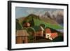Countryside Houses with Mountains in Background-KREUS-Framed Photographic Print