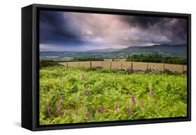 Countryside Landscape Image across to Mountains in Distance with Dramatic Sky-Veneratio-Framed Stretched Canvas