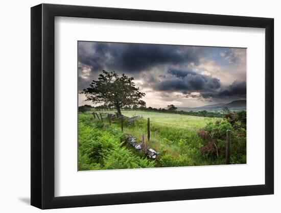 Countryside Landscape Image across to Mountains in Distance with Dramatic Sky-Veneratio-Framed Photographic Print