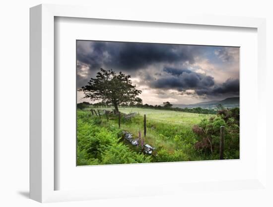 Countryside Landscape Image across to Mountains in Distance with Dramatic Sky-Veneratio-Framed Photographic Print