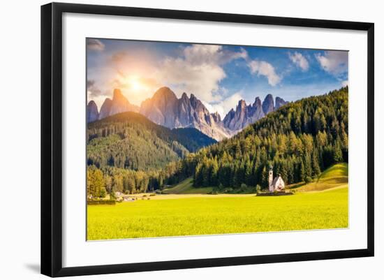 Countryside View of the Valley Santa Maddalena in the National Park Puez Odle or Geisler (Val Di Fu-Leonid Tit-Framed Photographic Print