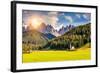 Countryside View of the Valley Santa Maddalena in the National Park Puez Odle or Geisler (Val Di Fu-Leonid Tit-Framed Photographic Print