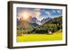 Countryside View of the Valley Santa Maddalena in the National Park Puez Odle or Geisler (Val Di Fu-Leonid Tit-Framed Photographic Print