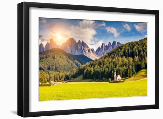 Countryside View of the Valley Santa Maddalena in the National Park Puez Odle or Geisler (Val Di Fu-Leonid Tit-Framed Photographic Print