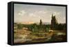 Countryside with a River, Manzanares-Carlos de Haes-Framed Stretched Canvas