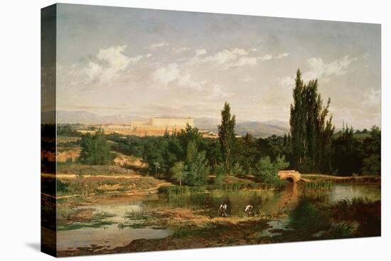 Countryside with a River, Manzanares-Carlos de Haes-Stretched Canvas
