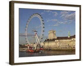 County Hall, Home of the London Aquarium, and the London Eye on the South Bank of the River Thames,-Stuart Forster-Framed Photographic Print