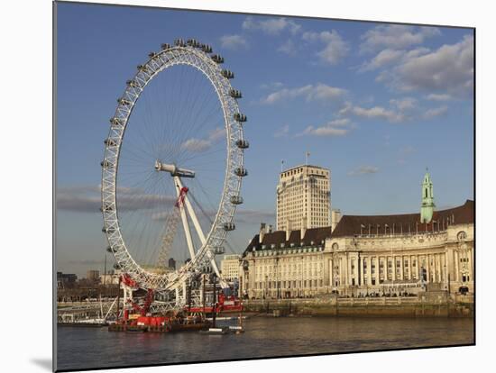 County Hall, Home of the London Aquarium, and the London Eye on the South Bank of the River Thames,-Stuart Forster-Mounted Photographic Print