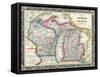 County map of Michigan and Wis-Dan Sproul-Framed Stretched Canvas