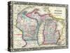 County map of Michigan and Wis-Dan Sproul-Stretched Canvas