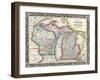 County map of Michigan and Wis-Dan Sproul-Framed Art Print