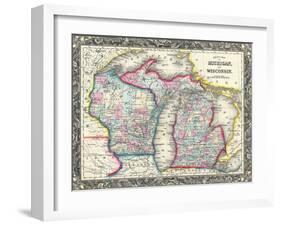 County map of Michigan and Wis-Dan Sproul-Framed Art Print