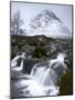 Coupall Falls and Buachaille Etive Mor in Winter, Glencoe, Scotland, UK-Nadia Isakova-Mounted Photographic Print