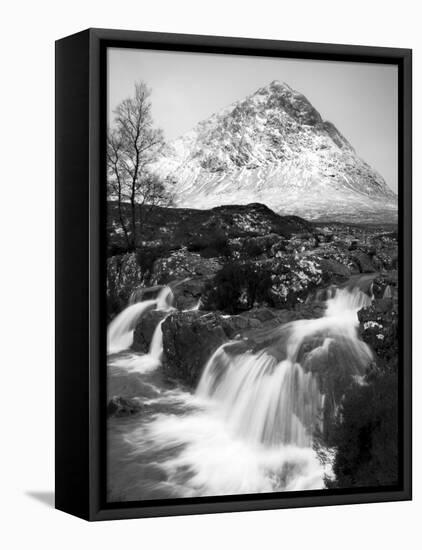 Coupall Falls and Buachaille Etive Mor in Winter, Glencoe, Scotland, UK-Nadia Isakova-Framed Stretched Canvas