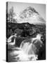 Coupall Falls and Buachaille Etive Mor in Winter, Glencoe, Scotland, UK-Nadia Isakova-Stretched Canvas