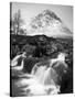 Coupall Falls and Buachaille Etive Mor in Winter, Glencoe, Scotland, UK-Nadia Isakova-Stretched Canvas