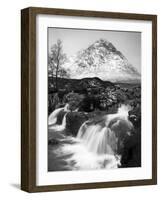 Coupall Falls and Buachaille Etive Mor in Winter, Glencoe, Scotland, UK-Nadia Isakova-Framed Photographic Print