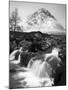 Coupall Falls and Buachaille Etive Mor in Winter, Glencoe, Scotland, UK-Nadia Isakova-Mounted Photographic Print