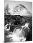 Coupall Falls and Buachaille Etive Mor in Winter, Glencoe, Scotland, UK-Nadia Isakova-Mounted Photographic Print