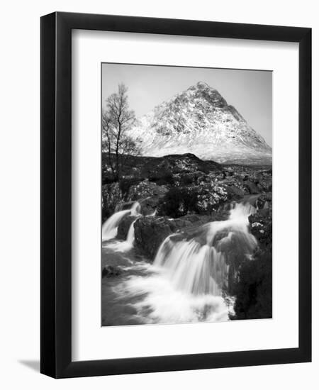 Coupall Falls and Buachaille Etive Mor in Winter, Glencoe, Scotland, UK-Nadia Isakova-Framed Photographic Print