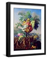 Coupe with Flowers and Fruit (Oil on Canvas)-Jean Francois Bony-Framed Giclee Print