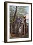 Couple and Dog Out for a Walk-null-Framed Art Print
