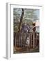 Couple and Dog Out for a Walk-null-Framed Art Print