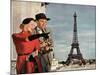 Couple and Eiffel Tower-null-Mounted Giclee Print