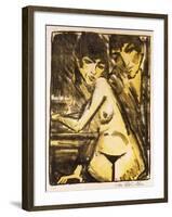 Couple at a Table (Self Portrait with Maschka - Absinthe Drinker)-Otto Mueller-Framed Giclee Print