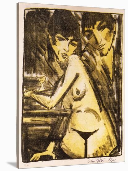 Couple at a Table (Self Portrait with Maschka - Absinthe Drinker)-Otto Mueller-Stretched Canvas