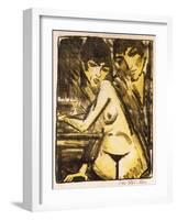 Couple at a Table (Self Portrait with Maschka - Absinthe Drinker)-Otto Mueller-Framed Giclee Print