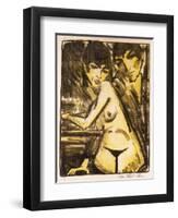 Couple at a Table (Self Portrait with Maschka - Absinthe Drinker)-Otto Mueller-Framed Premium Giclee Print