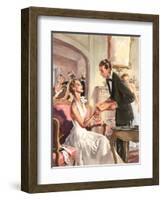 Couple at Fancy Dress Ball-null-Framed Art Print