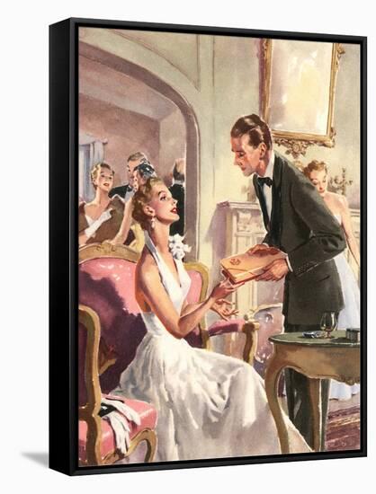 Couple at Fancy Dress Ball-null-Framed Stretched Canvas