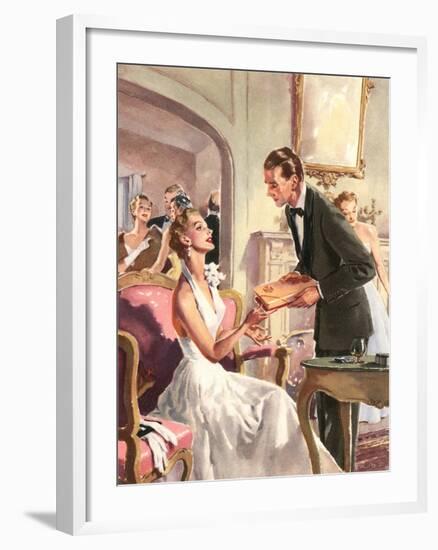 Couple at Fancy Dress Ball-null-Framed Art Print