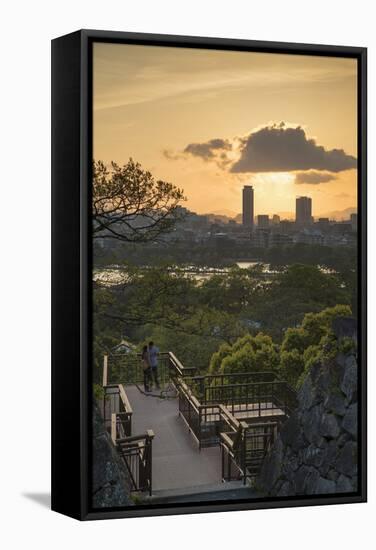 Couple at Fukuoka Castle Ruins at Sunset, Fukuoka, Kyushu, Japan-Ian Trower-Framed Stretched Canvas