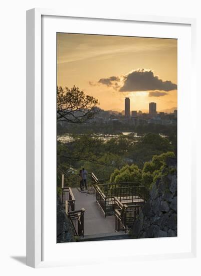 Couple at Fukuoka Castle Ruins at Sunset, Fukuoka, Kyushu, Japan-Ian Trower-Framed Photographic Print