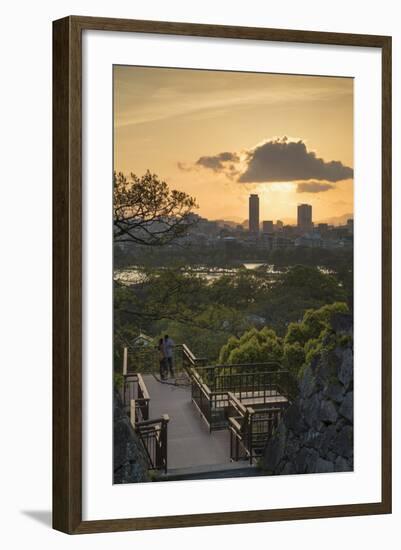 Couple at Fukuoka Castle Ruins at Sunset, Fukuoka, Kyushu, Japan-Ian Trower-Framed Photographic Print