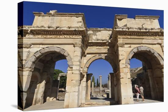 Couple at Mazeus and Mithriadates Gate, Roman Ruins of Ancient Ephesus, Near Kusadasi-Eleanor Scriven-Stretched Canvas