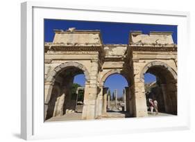 Couple at Mazeus and Mithriadates Gate, Roman Ruins of Ancient Ephesus, Near Kusadasi-Eleanor Scriven-Framed Photographic Print