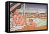 Couple at Pool's Edge-null-Framed Stretched Canvas