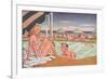 Couple at Pool's Edge-null-Framed Art Print