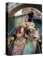 Couple at the Annual Carnival Festival Enjoy Gondola Ride, Venice, Italy-Jim Zuckerman-Stretched Canvas